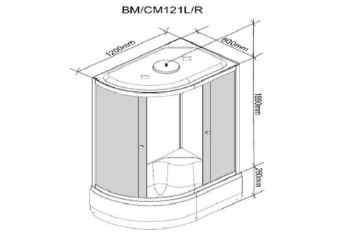 Душевая кабина Parly Bianco BM121L средний поддон 1200х800 мм