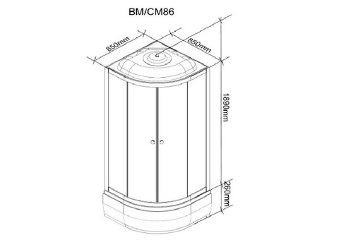 Душевая кабина Parly Bianco BM86 средний поддон 850х850 мм