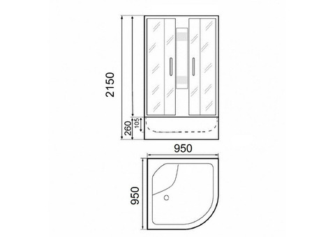 Душевая кабина Parly Bianco BMM95 средний поддон 950х950 мм