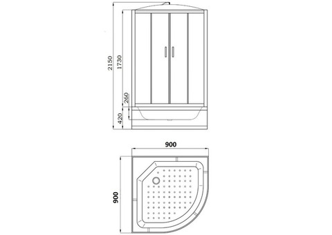 Душевая кабина Parly Bianco Эконом EB92P 900х900х2150 мм