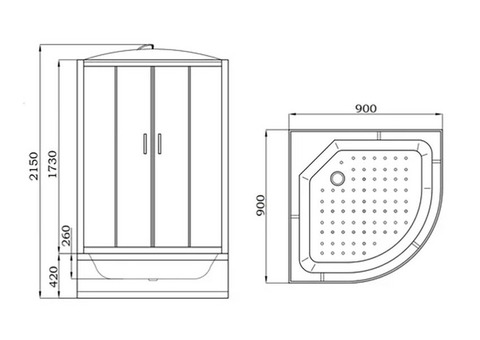 Душевая кабина Parly Classic Эконом EC921 900х900х2150 мм