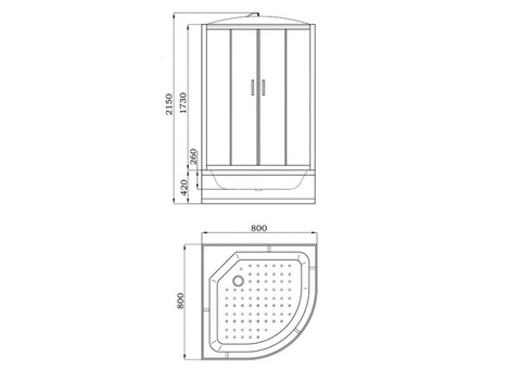 Душевая кабина Parly Tomorrow ET82 высокий поддон 800х800 мм