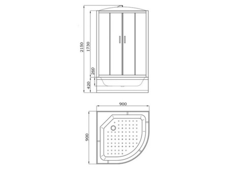 Душевая кабина Parly Tomorrow ET921 высокий поддон 900х900 мм