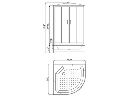 Душевая кабина Parly Tomorrow ET92P высокий поддон 900х900 мм