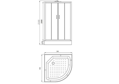 Душевая кабина Parly Tomorrow ET931 низкий поддон 900х900 мм