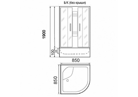 Душевая кабина Parly Tomorrow TM911Р без крыши низкий поддон 850х850 мм