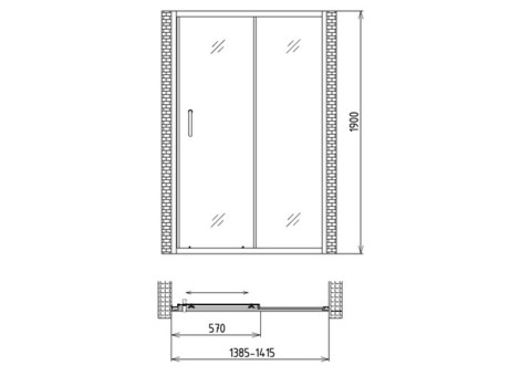 Душевая дверь Gemy Victoria S30191B 1400х1900 мм