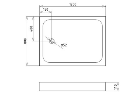 Поддон душевой Gemy ST13T прямоугольный 1200х800х140 мм