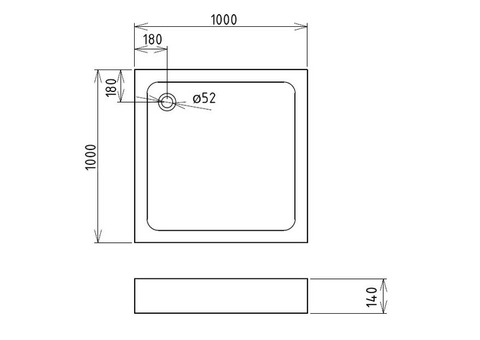 Поддон душевой Gemy ST16T квадратный 1000х1000х140 мм