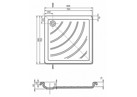 Поддон душевой Ravak Angela-80 LA квадратный 800x800 мм