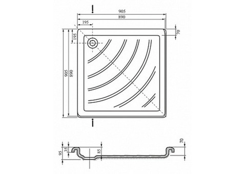Поддон душевой Ravak Angela-90 LA квадратный 900x900 мм
