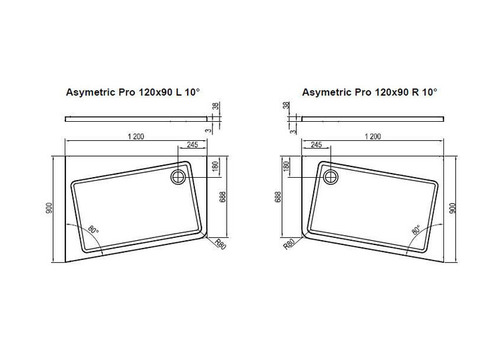 Поддон душевой Ravak Asymetric Pro 10 градусов асимметричный 1200x900 мм правый