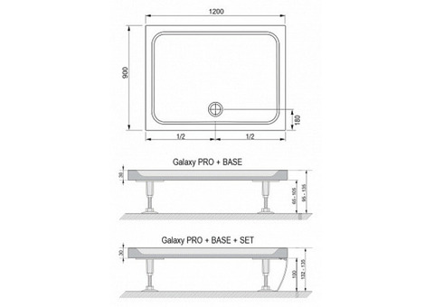 Поддон душевой Ravak Gigant Pro Chrome прямоугольный 1200x900х30 мм