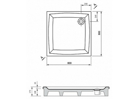 Поддон душевой Ravak Perseus-80 EX квадратный 800x800х175 мм