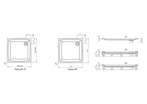 Поддон душевой Ravak Perseus-80 PP квадратный 800x800х175 мм
