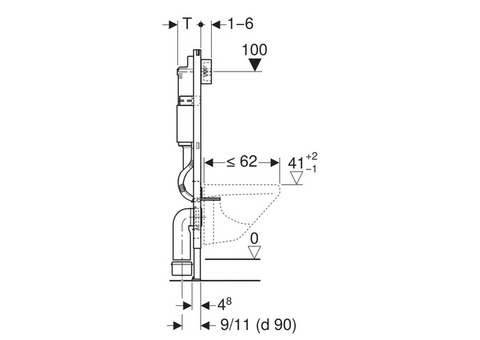 Инсталляция для подвесного унитаза Geberit Duofix с кнопкой смыва Delta 51 458.125.21.1