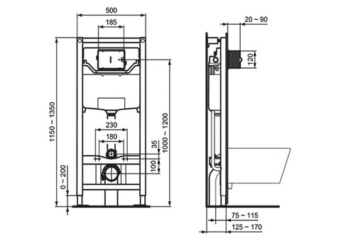 Инсталляция для подвесного унитаза Ideal Standard Prosys Frame 120 M R020467