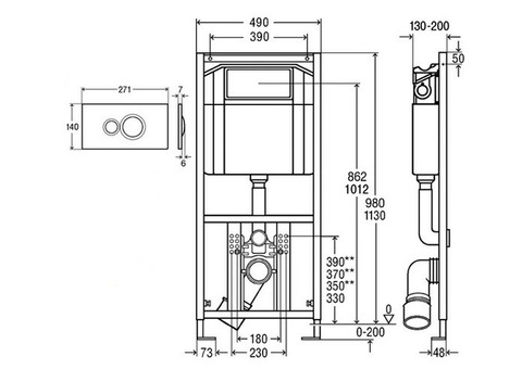 Комплект инсталляция для унитаза Viega Eco-WC 713386 с клавишей и креплением