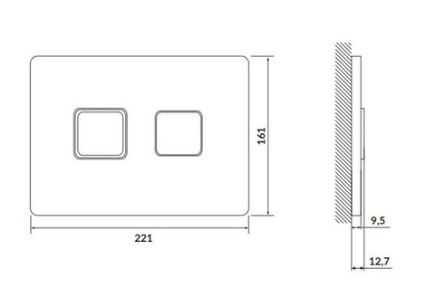 Кнопка для инсталляции Cersanit Accento Square 63838 черная матовая