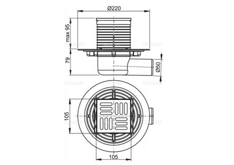 Сливной трап Alca Plast APV101 150х150 мм с боковым стоком