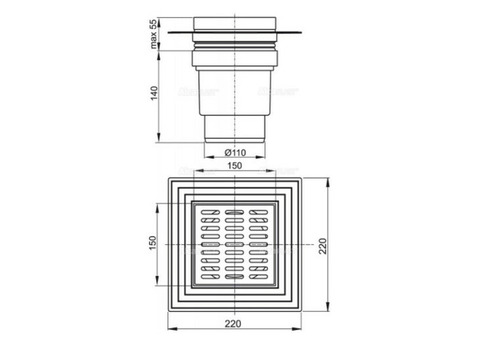 Сливной трап Alca Plast APV11 150х150 мм