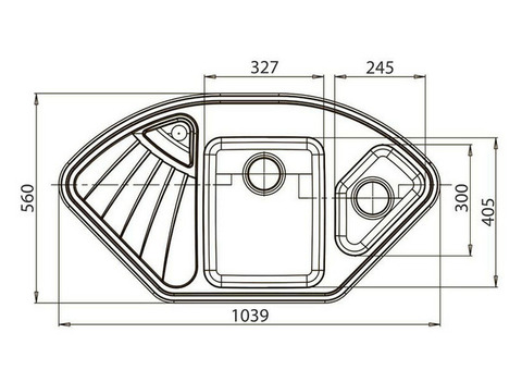 Кухонная мойка GranFest Corner GF-C1040E 1039х560 мм композитная белая угловая