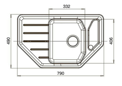 Кухонная мойка GranFest Corner GF-C800E 790х490 мм композитная черная угловая