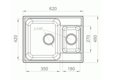 Кухонная мойка GranFest Quarz GF-Z09 620х480 мм композитная песочная двухсекционная