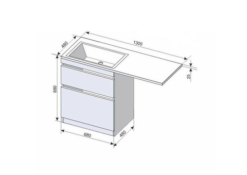 Тумба с раковиной Style Line Даллас 130 R Люкс Plus белая