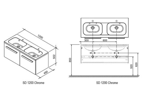 Тумба под раковину Ravak Chrome SD 1200 X000000536 глянцевая белая