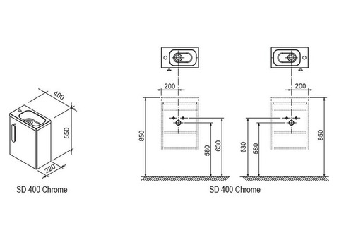 Тумба под раковину Ravak Chrome SD 400 X000000965 каппучино