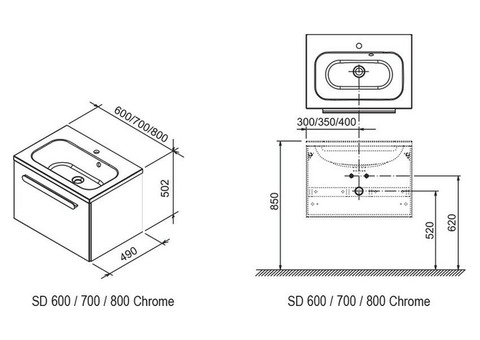 Тумба под раковину Ravak Chrome SD 700 X000000532 глянцевая белая