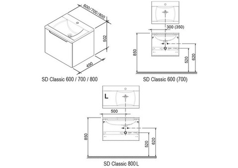 Тумба под раковину Ravak Classic II SD 800 L X000000911 береза/белый глянец