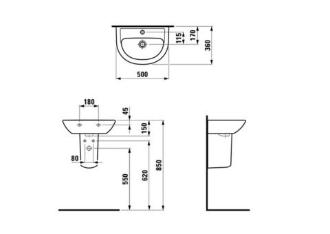 Мини-раковина Laufen Pro B 8.1595.3.000.104.1 500х360 мм