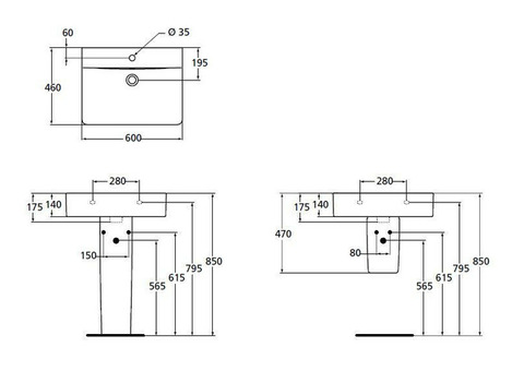 Раковина Ideal Standard Connect Cube E794501 600x460 мм