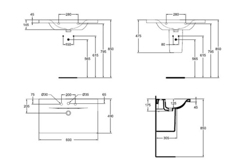 Раковина Ideal Standard Connect Vanity E812901 600x490 мм