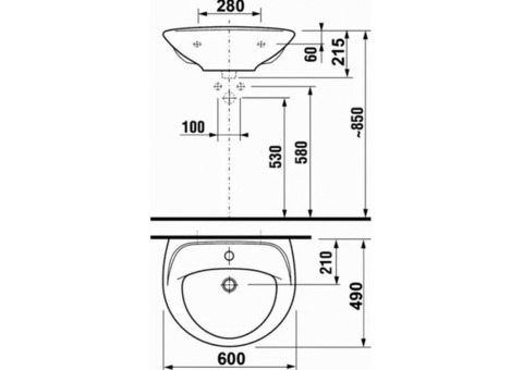 Раковина Jika Lyra 8142720001049 600х490 мм