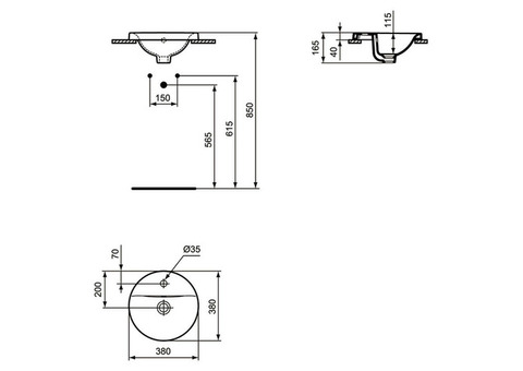 Раковина встраиваемая Ideal Standard Connect E504101 380x380 мм