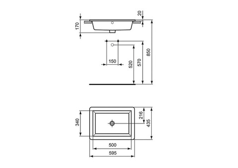 Раковина встраиваемая Ideal Standard Strada K077901 595x435 мм