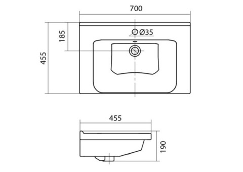 Раковина встраиваемая Sanita Миранда 70 1WH302250 700х455 мм