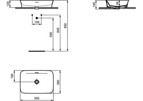 Раковина накладная Ideal Standard Ipalyss E139401 550x380 мм