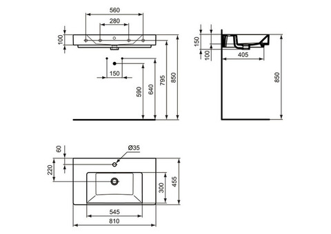 Раковина накладная Ideal Standard Strada K078801 810x455 мм