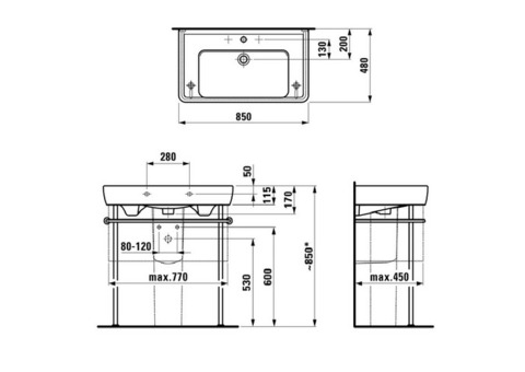 Раковина накладная Laufen Pro A 8.1395.6.000.104.1 850х480 мм