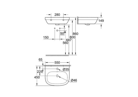 Раковина подвесная Grohe Euro Ceramic 39336000 550х450 мм