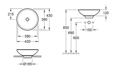 Раковина накладная Villeroy & Boch Loop & Friends 51440101 430х430 мм