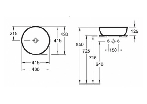 Раковина накладная Villeroy & Boch Artis 417943R1 Альпин 430х430 мм