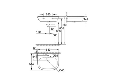 Раковина подвесная Grohe Euro Ceramic 39323000 650х515 мм