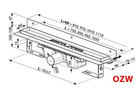 Желоб душевой Ravak Chrome OZW сточный 1050 мм