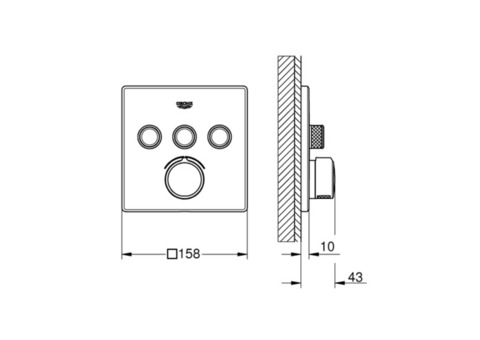 Внешняя часть смесителя для ванны и душа Grohe Grohtherm SmartControl 29149000