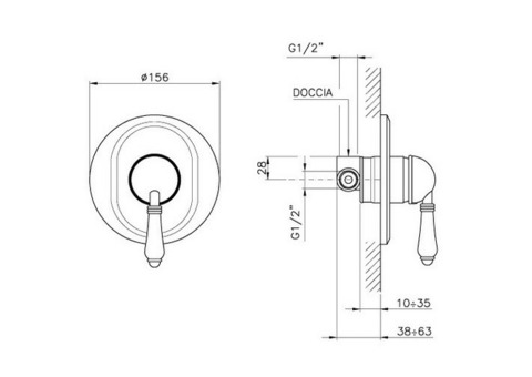 Внешняя часть смесителя для душа Nicolazzi Petit M Blank бронза 3406BZ76